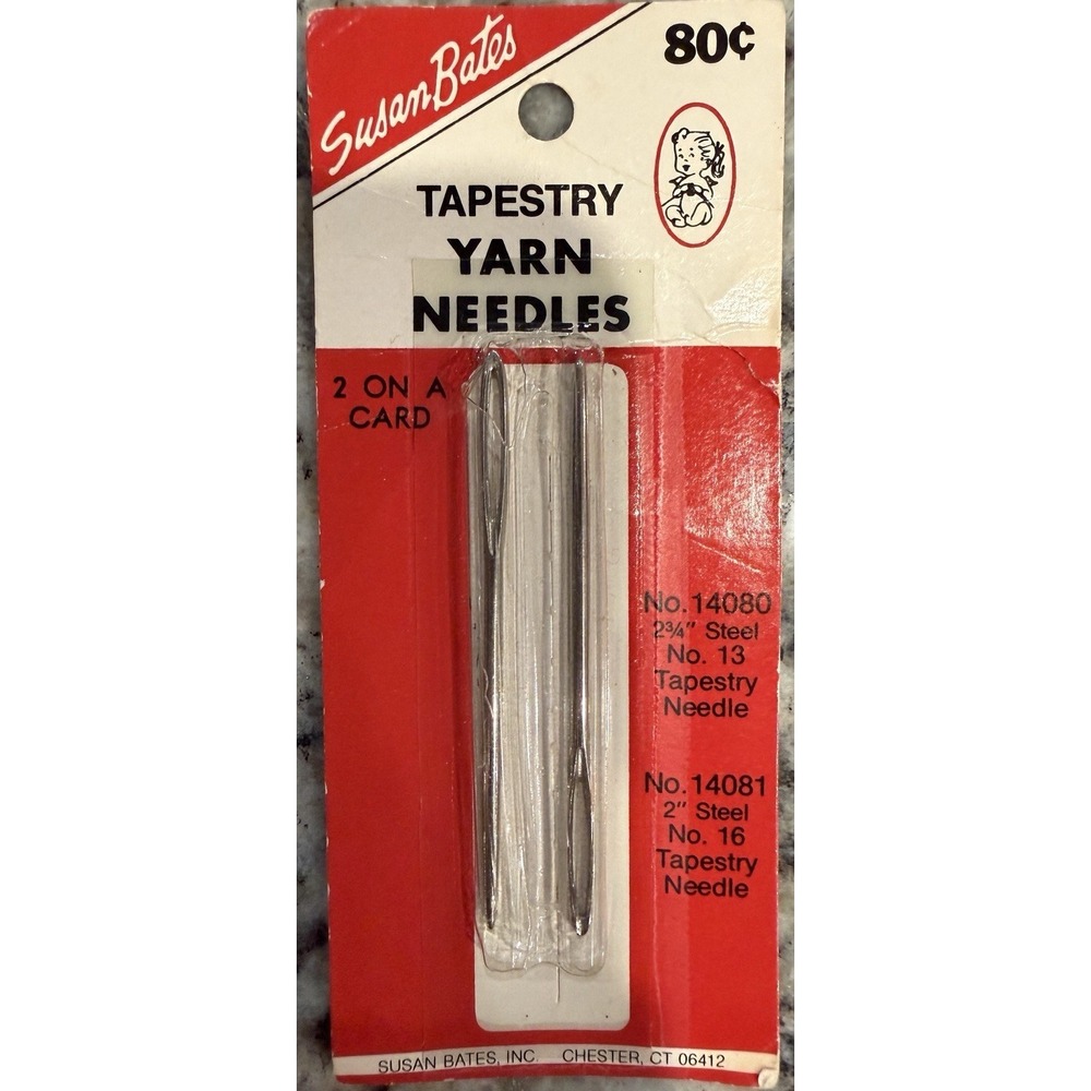Vintage Susan Bates Tapestry Yarn Needles No. 13 & 16 2-Pack Sealed 80¢ Card